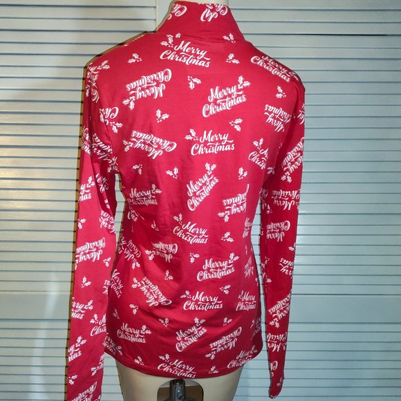 NWT Red Merry Christmas Mock Turtleneck Medium - Picture 4 of 11